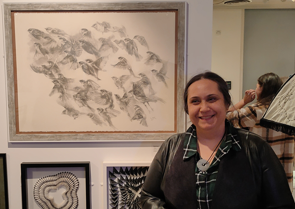 Velesa Sultanova has been crowned the winner of the People's Choice Award at Rugby Open 23 for her drawing, Sparrows.