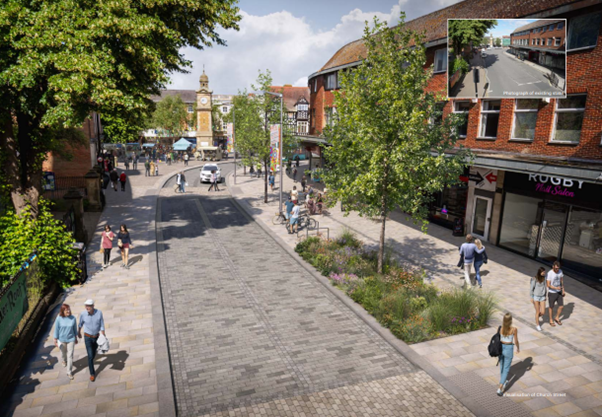 Artist's impression of how Church Street could look with public realm improvements.